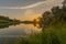 Sunset with lake, Antipatris Fort, Yarkon Tel-Afek National Park