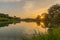 Sunset with lake, Antipatris Fort, Yarkon Tel-Afek National Park