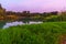 Sunset with lake, Antipatris Fort, Yarkon Tel-Afek National Park