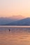 Sunset at lake Attersee, Salzkammergut, Austria with Schafberg M