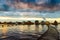 Sunset lake Bokod with pier