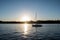 Sunset on the lake. Yachting.