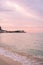 Sunset landscape on a beautiful beach in Mondello, Palermo, Italy