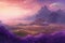 Sunset with landscape lavender. Generate Ai