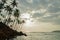 Sunset landscape view with palms, Sri Lanka, Mirissa