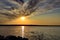 Sunset. Landscape views coastline and water surface of the Tiligul lake. Nature of Ukraine, 2019.
