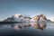 Sunset landscapes in Vestrahorn bat mountain in Iceland