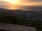 Sunset on lebanese mediterranean shore, Kaslik cityskyline