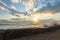 A sunset at the Lido di Ostia in Rome. Sea, sky, sun a fantastic landscape