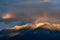 Sunset light over the Carpathian mountains in Romania , winter time on Bucegi mountains
