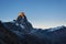 Sunset light over the elegant Matterhorn or Cervino