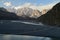 Sunset Light Over Passu Cones and Hussaini Suspension Bridge in Hunza, Pakistan