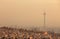 Sunset Light on Skyline of Air Polluted Tehran