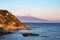 Sunset light on tufaceous slope with Vesuvius mount