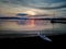 Sunset on the Lipno reservoir, czech sea, freshwater reservoir