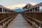 Sunset long wooden bridge in Sam Roi Yot National Park ,Prachuap Khiri Khan Thailand