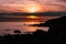 Sunset looking towards Freshwater from St Catherine`s Lighthouse, Niton, Isle of Wight