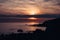 Sunset looking towards Freshwater from St Catherine`s Lighthouse, Niton, Isle of Wight