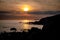 Sunset lookoing towards Freshwater from St Catherine`s Lighthouse, Niton, Isle of Wight