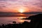 Sunset lookoing towards Freshwater from St Catherine`s Lighthouse, Niton, Isle of Wight