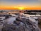 Sunset low tide Crystal Cove beach Newport Beach California