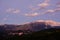 Sunset on Majella mountain and Caramanico village in abruzzo; It