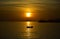 Sunset on Marmara Sea and a boat floating gently