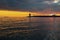 Sunset in the marmara sea and dramatic clouds in winter season in istanbul.