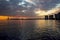 Sunset in the marmara sea and dramatic clouds in winter season in istanbul.