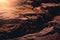 Sunset on the mars lightened rocky surface