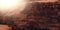 Sunset on the mars lightened rocky surface