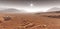 Sunset on Mars. Martian landscape with sand dunes