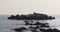 Sunset mediterranean sea rock pier in spain 4k