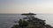 Sunset mediterranean sea rock pier in spain 4k