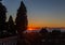 Sunset on the Mediterranean Sea in the town of Ercolano at the foot of the volcano Vesuvius