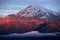 Sunset on the mighty Volcano Cayambe in Ecuador