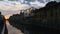 Sunset milan city famous navigli lombardi canal crowded bay side panorama 4k italy