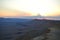 Sunset at Mitzpe Ramon crater, camel rock at Makhtesh Ramon, Negev desert, South Israel