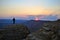 Sunset at Mitzpe Ramon crater, camel rock at Makhtesh Ramon, Negev desert, South Israel