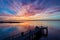 Sunset on Mobile Bay in Daphne, Alabama Bayfront Park Pavilion