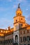 Sunset in Modena, Emilia Romagna, Italy. Communal Palace and moon