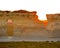 Sunset through Monument  Rocks in Kansas