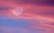 Sunset Moon Clouds Colorful Sunset Ethereal Pink Blue Sky