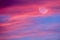 Sunset Moon Clouds Colorful Sunset Ethereal Pink Blue Sky