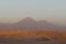 Sunset at the Moon Valley Valle de la Luna with the Licancabur volcano, Atacama, Chile