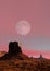Sunset and moonrise Monument Valley Arizona Navajo Nation