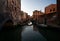 Sunset on the most beautiful canal of Venice. Italy