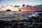 Sunset at Mosteiros beach on the Azores on Sao Miguel Island