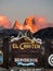 Sunset at Mount Fitz Roy from El Chalten in argentinian Patagonia. Glaciers National Park With detail of the Welcome poster