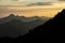 Sunset mountain panorama view